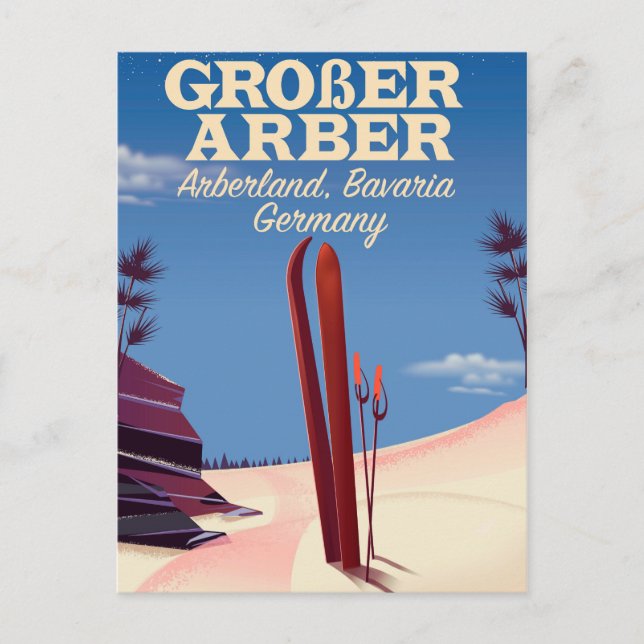 Großer Arber, Arberland, bayerskt tyskt skidåkning Vykort (Framsida)