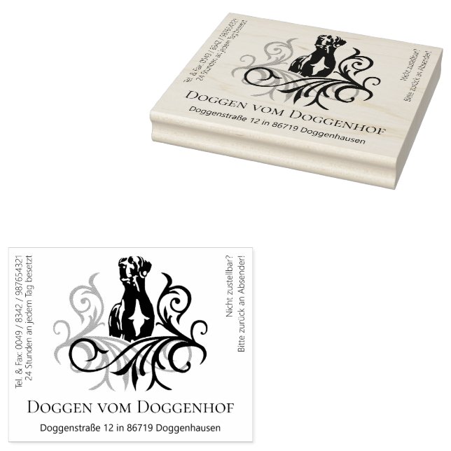 Großer Doggen Stempel viel Text Stämpel (Stämplad)