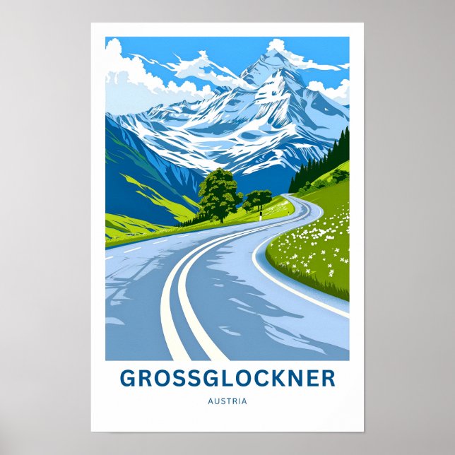 Grossglockner Austria Travel Skriv ut Poster (Framsidan)