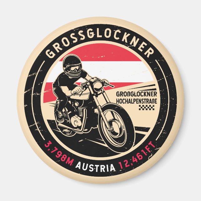 Grossglockner | Österrike | Motorcykel Magnet (Framsidan)