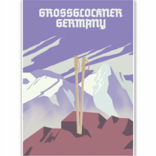Grossglockner Tyskland bergsposter. Klistermärken
