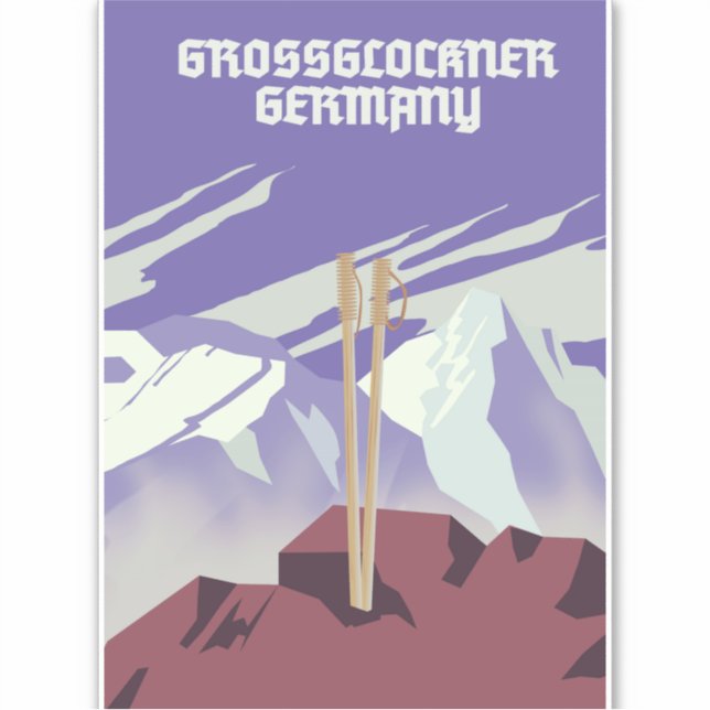 Grossglockner Tyskland bergsposter. Klistermärken (Framsida)
