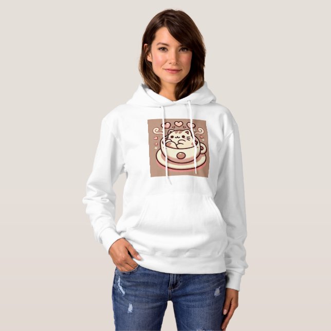 Grossistkatt och kaffe-Cute Kawaii Kattunge i Teko T Shirt (Hel framsida)