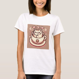 Grossistkatt och kaffe-Cute Kawaii Kattunge i Teko T Shirt