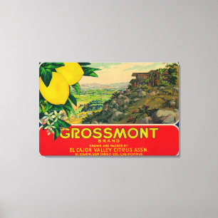 Grossmont citron LabelEl Cajon, CA Canvastryck