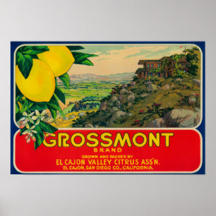 Grossmont citron LabelEl Cajon, CA Poster