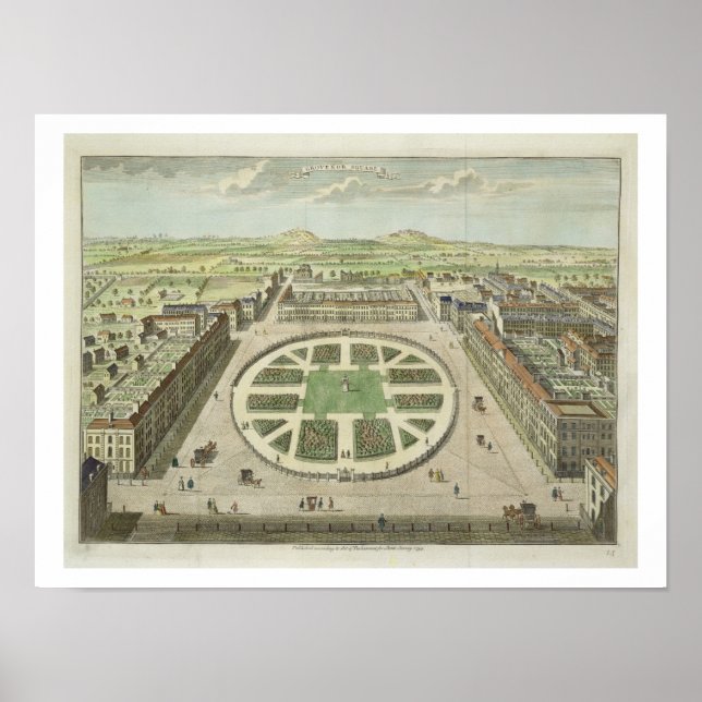 Grosvenor Square, för "Stow's Survey of London", s Poster (Framsidan)
