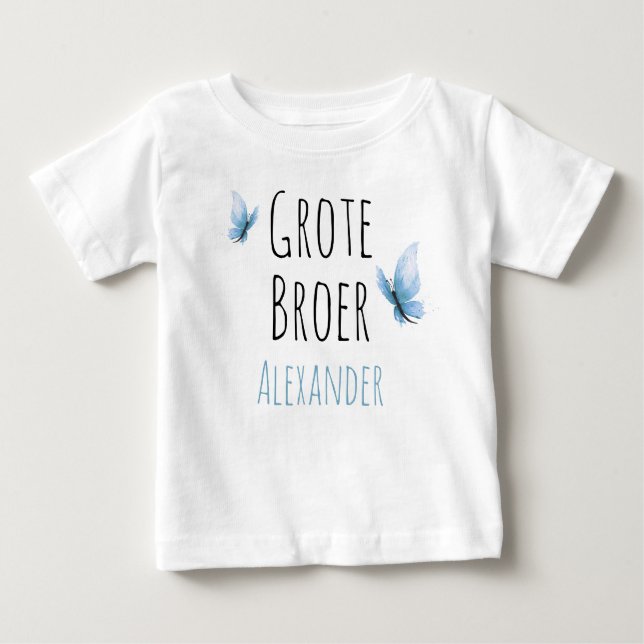 Grote broer aanpasbaar naam met waterkleur vlinder t shirt (Framsida)