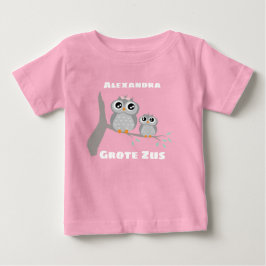 Grote zus aanpasbaar naam met uiltjes baby t shirt