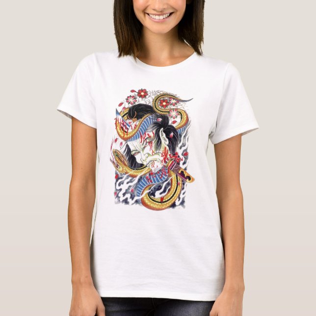 Grotesk ormtatuering Design T-shirt (Framsida)