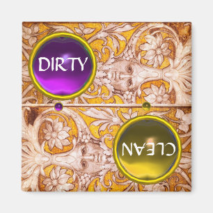 GROTESQUE ANSIKTE GULD WITE FLOWERS DIRTY CLEAN MAGNET