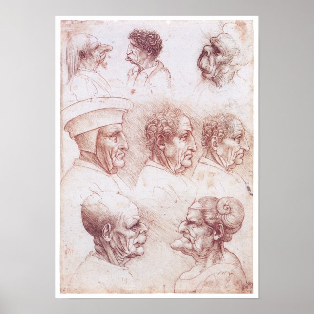 Grotesque Head, Leonardo da Vinci Poster (Framsidan)