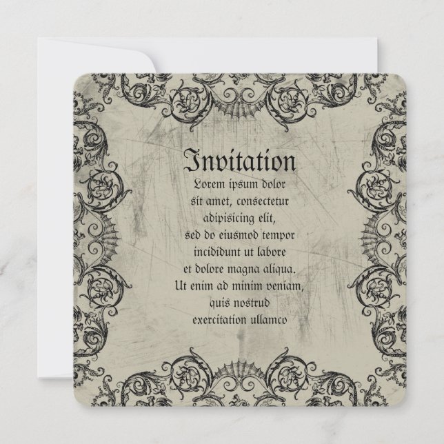 Grotesque Ornament Heart Inbjudningar (Framsida)