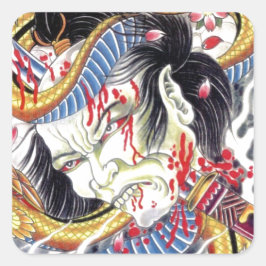 Grotesque & Snake Tattoo Design Fyrkantigt Klistermärke