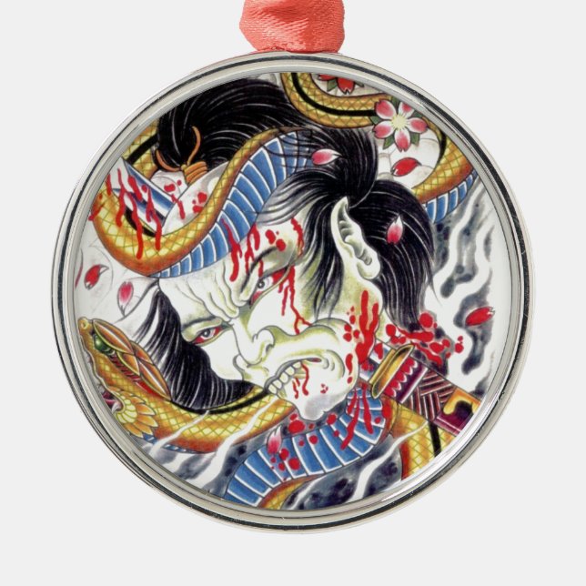 Grotesque & Snake Tattoo Design Julgransprydnad Metall (Framsidan)