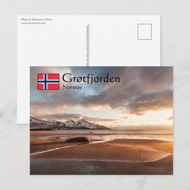 Grotfjorden Norge Vykort (Fram/baksida)
