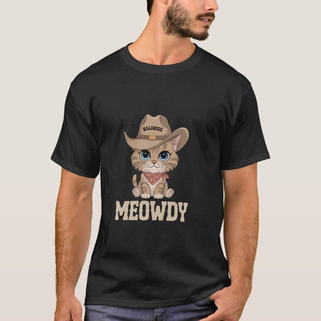 Grötmys Balinesisk Cowboy Katt T Shirt (Framsida)