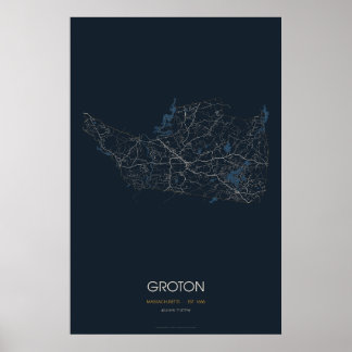 Groton Massachusetts Gatukarta Poster (Natt)