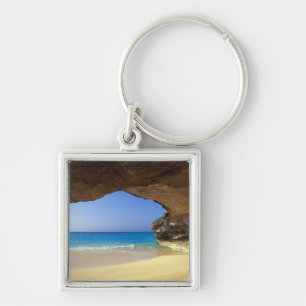 Grotta vid French Bay, San Salvador Island, Fyrkantig Silverfärgad Nyckelring