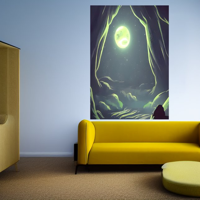 Grottan och måne | AI Art Poster (Skapare uppladdad)