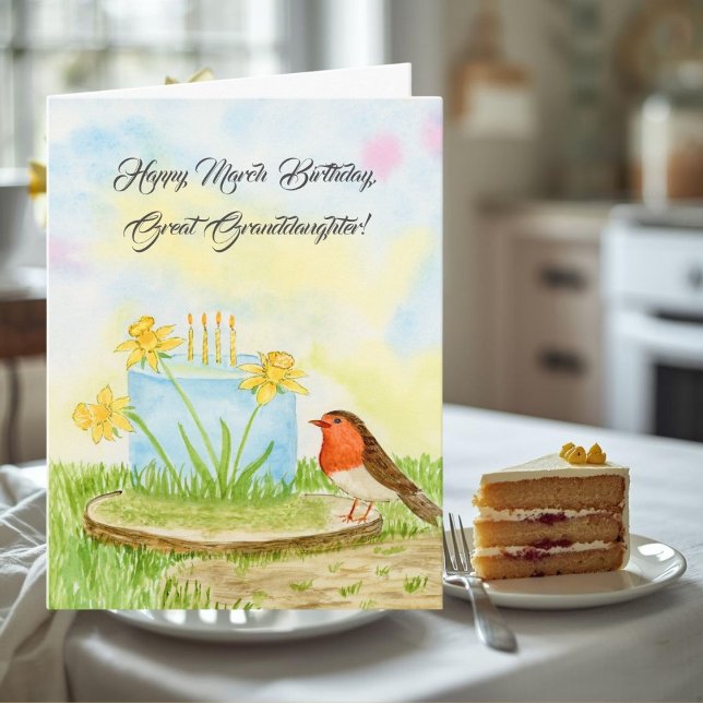 Grottedotter Glad mars födelsedag Narcisser Kort (Skapare uppladdad)