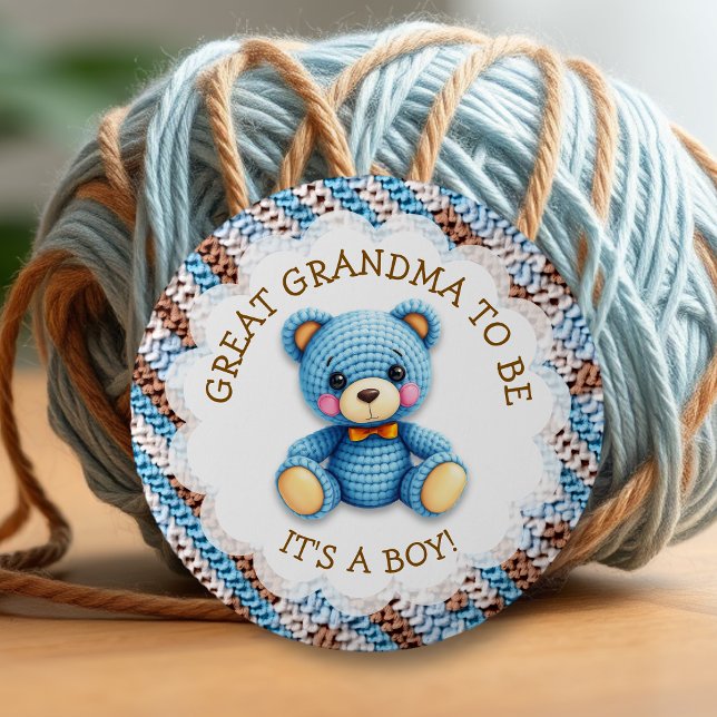 Grottfarmor | Virkad Teddybjörn Baby Shower  Knapp (Skapare uppladdad)