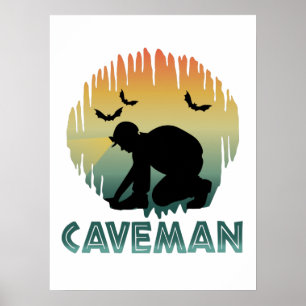 Grottman - Caver Speleology Poster