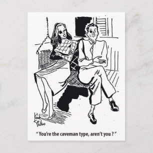Grottmannatyp, Dejtande Par, Humor, Vintage Vykort