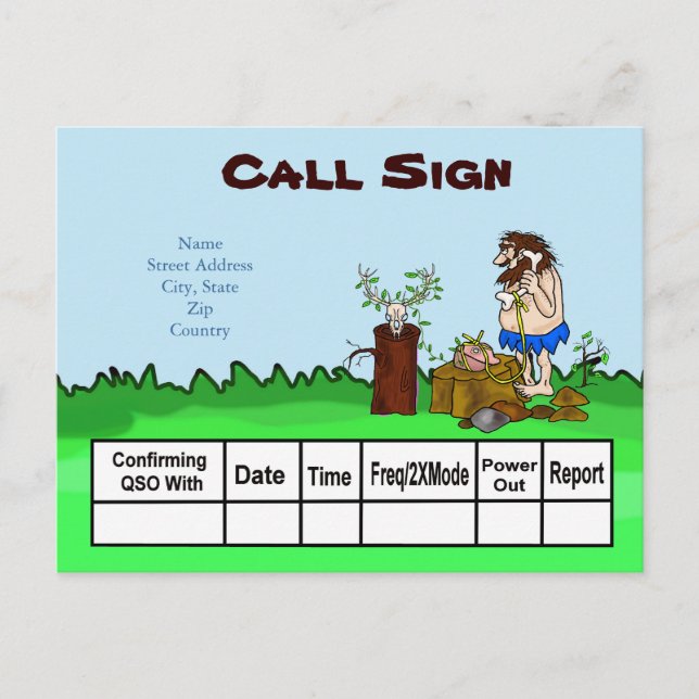 Grottmannen Ham Ham Radio QSL-kort Anpassa det! Vykort (Framsida)
