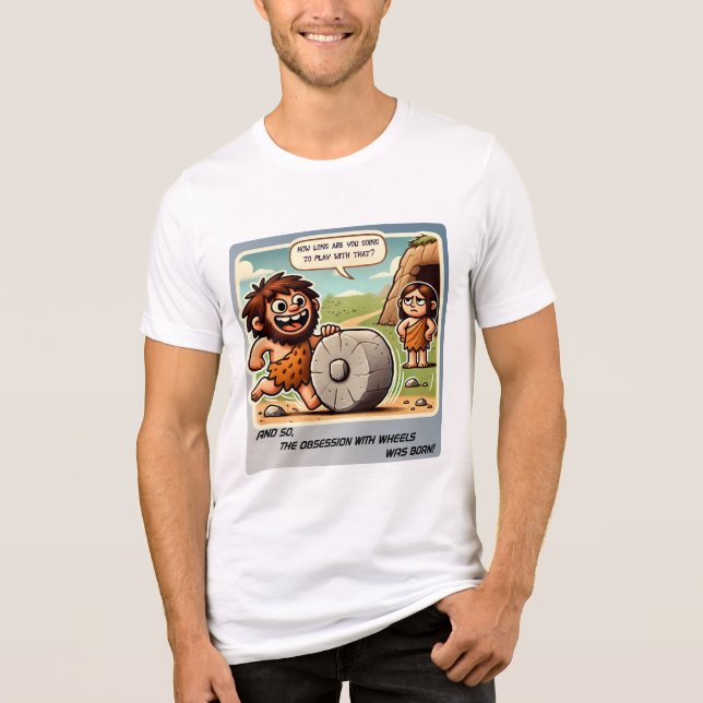 Grottmans hjulförskjutning | Funny Prehistorisk Te T Shirt (Framsida)