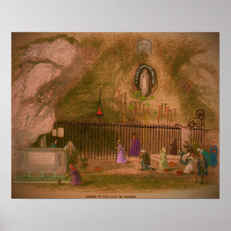 Grotto av vår Dam av Lourdes. 1800-talet Poster