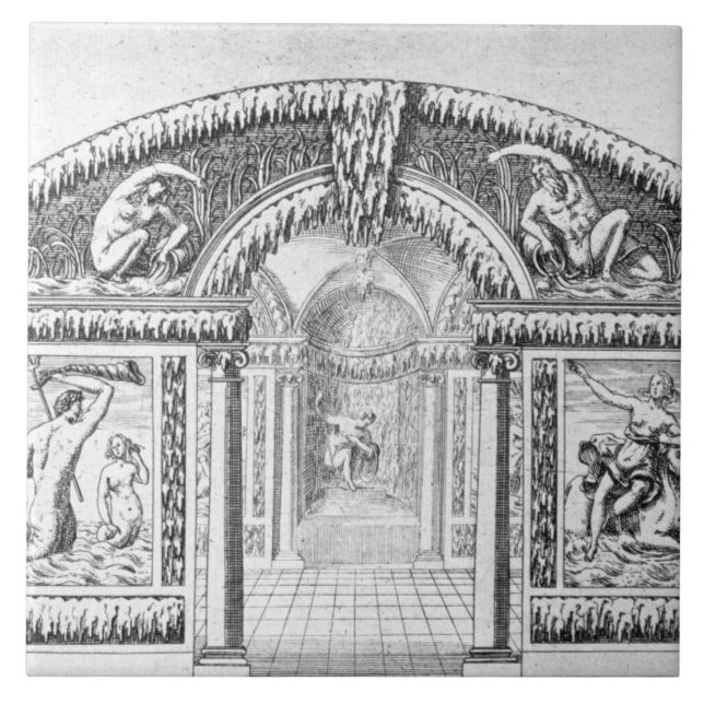 Grottodesign från "trädgårdarna av Wilton", publis Kakelplatta (Framsidan)