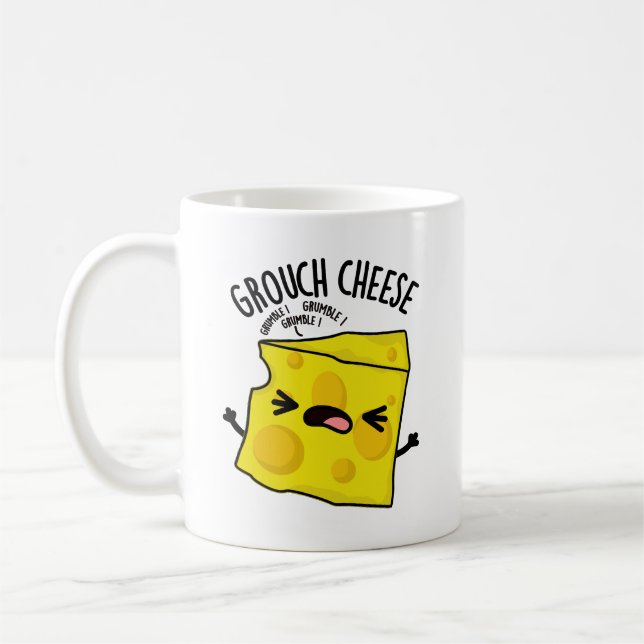 Grou-ost Funny Cheese Pun Kaffemugg (Vänster)