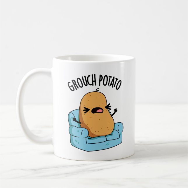 Grouch Potato Funny Veggie Puns Kaffemugg (Vänster)