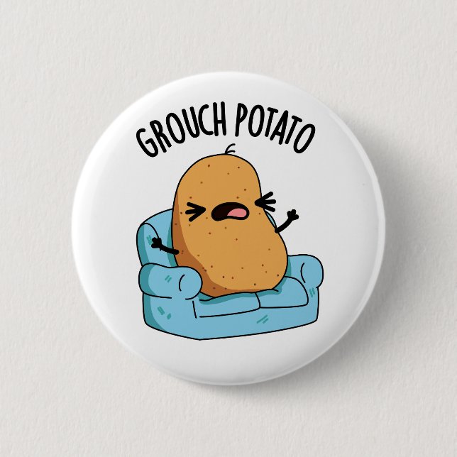 Grouch Potato Funny Veggie Puns Knapp (Framsida)
