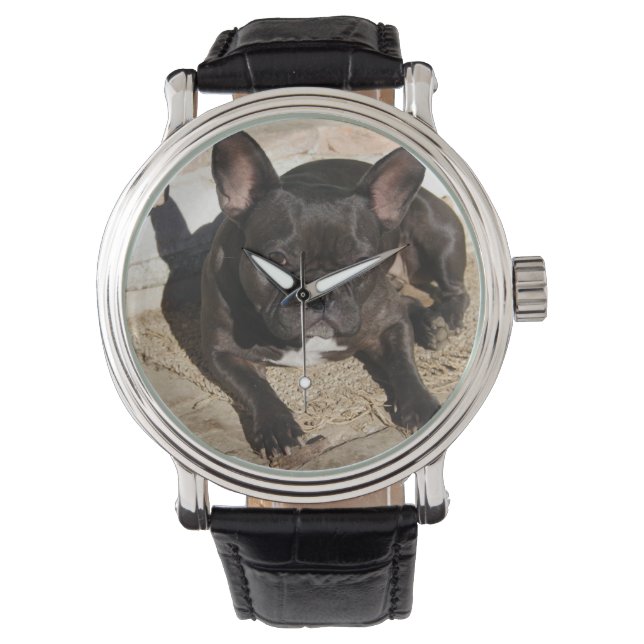 Grouchy Fransk Bulldog Armbandsur (Framsida)
