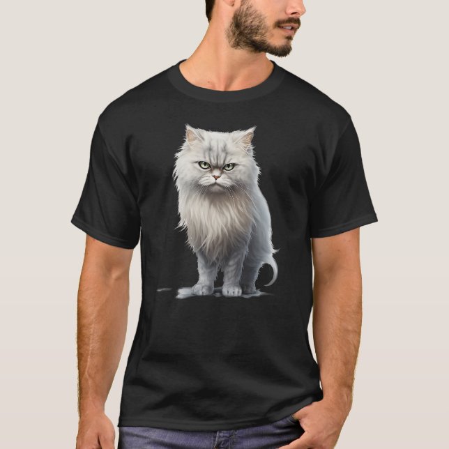Grouchy Persian Fluffball Grumpy WhiteGray Persian T Shirt (Framsida)