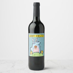 Grouchy Rabbit Påsk blue Vin Flaska Vinflaska Etikett
