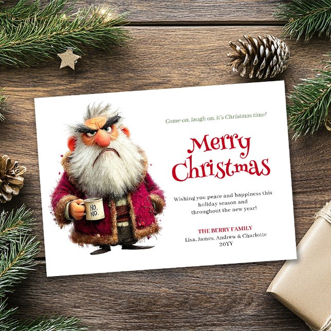 Grouchy Santa humorous editable Christmas greeting Julkort (Grouchy Santa humorous editable Christmas greeting card)