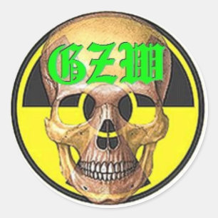 Ground Zero Warhead-grönt skalle Runt Klistermärke