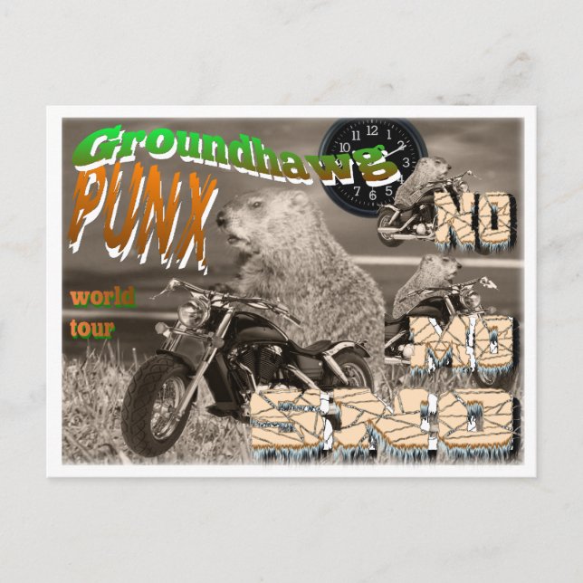 Groundhawg PUNX-världsturné NO MO SNO Vykort (Framsida)