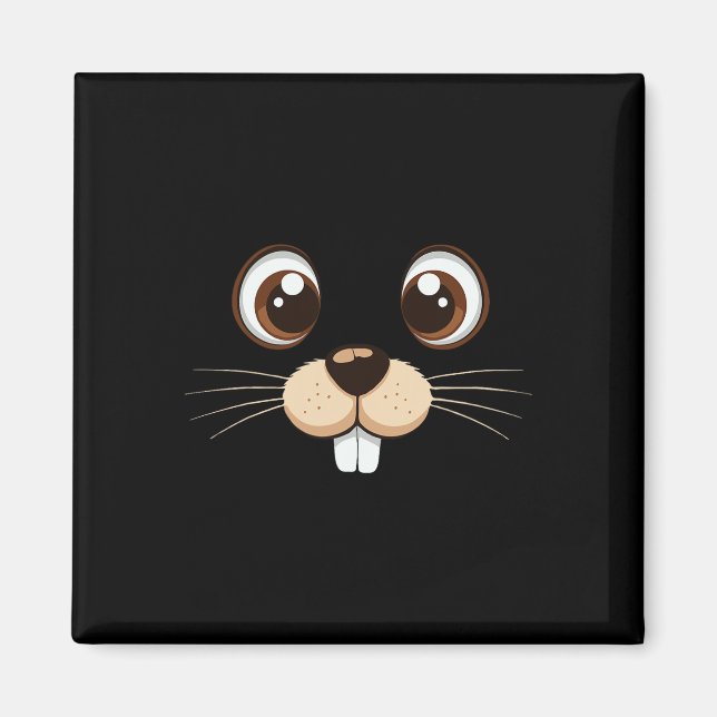 Groundhog Ansikte Costume Kids Groundhog Day Hallo Magnet (Framsidan)