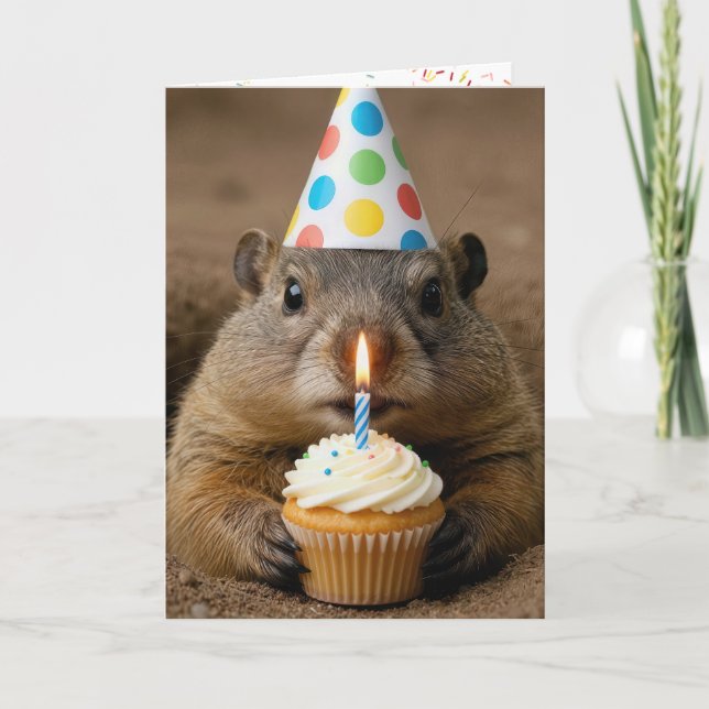 Groundhog Birthday With Cupcake Kort (Framsida)