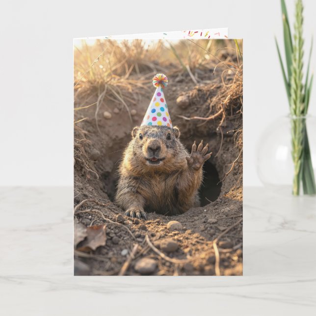 Groundhog Birthday with Party Hat Kort (Framsida)