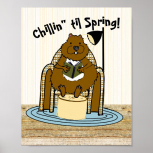 Groundhog Bookworm väntar på Vår Poster