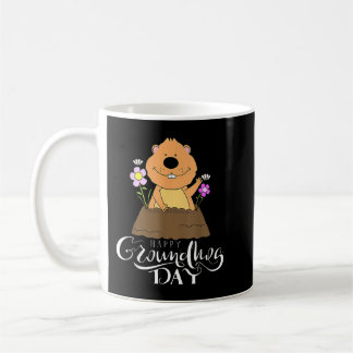 Groundhog Day 2021 Lycklig Ground Hog Funny Manar  Kaffemugg