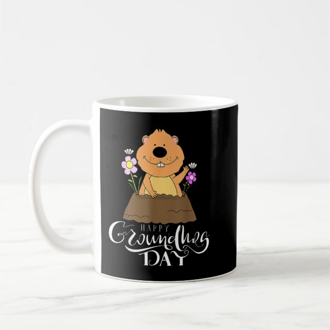 Groundhog Day 2021 Lycklig Ground Hog Funny Manar  Kaffemugg (Vänster)