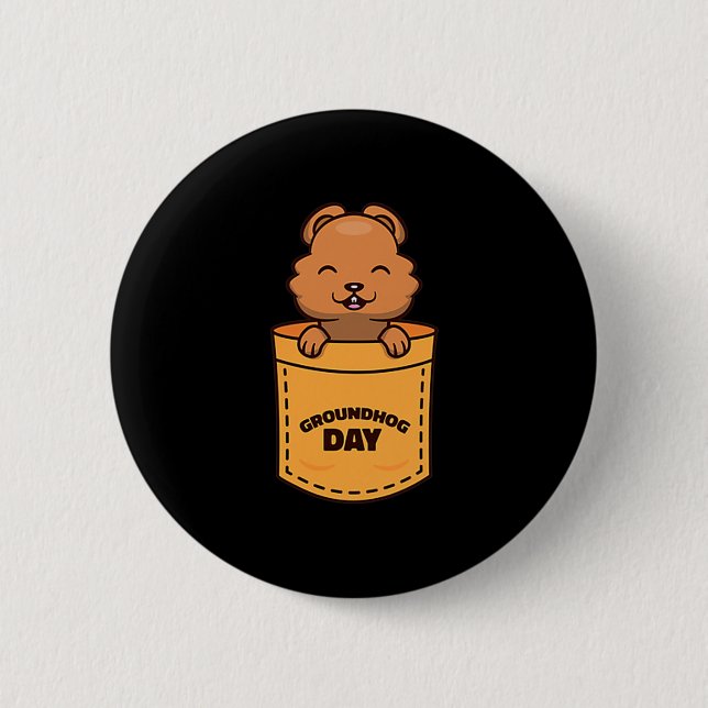 Groundhog Day 2023 Fickminnesmärkes Rolig Groundho Knapp (Framsida)