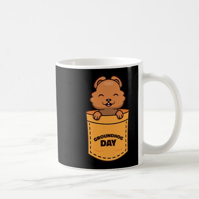 Groundhog Day 2023 Pocket Meme Funny Groundhog Lov Kaffemugg (Höger)
