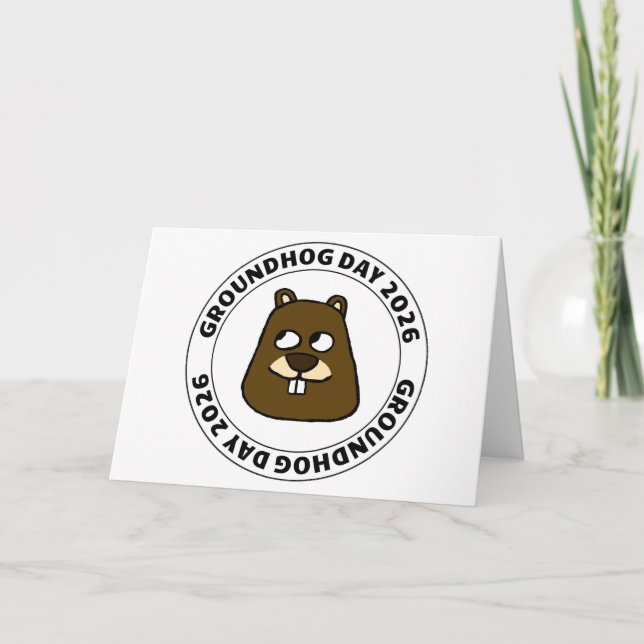 Groundhog Day 2026 med Groundhog face-kort Kort (Framsida)